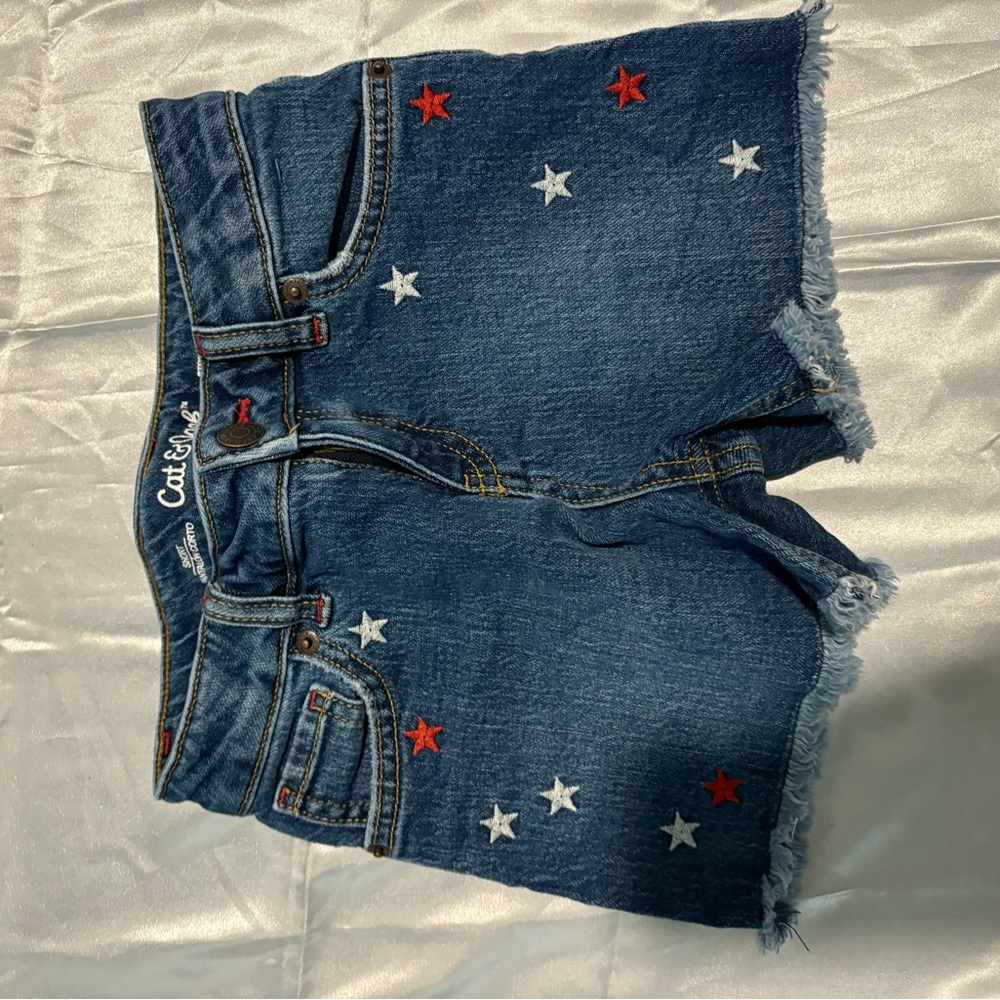 art class Blue Denim Shorts with Red and White Stars